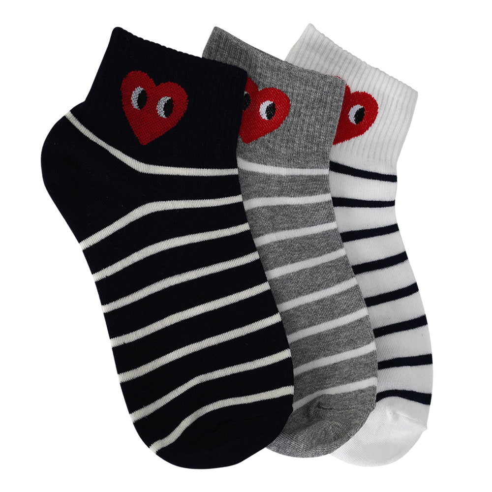 STRIPE HEART SHORT SOCKS LIMLIM