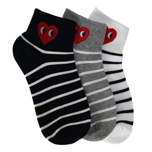 STRIPE HEART SHORT SOCKS LIMLIM