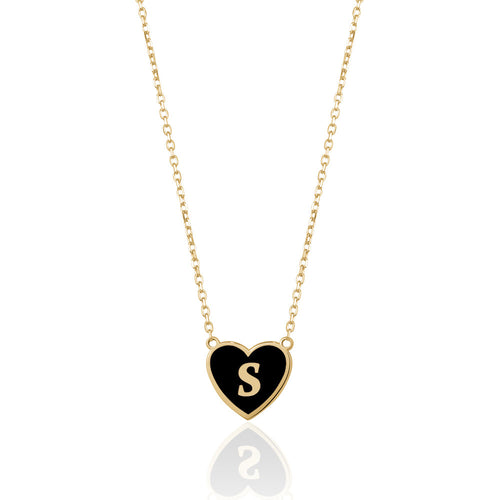 ENAMEL HEART INITIAL NECKLACE Limlim fashion accessories