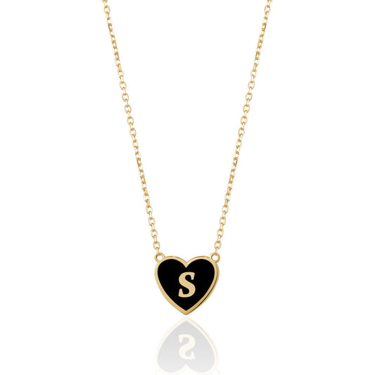 ENAMEL HEART INITIAL NECKLACE Limlim fashion accessories