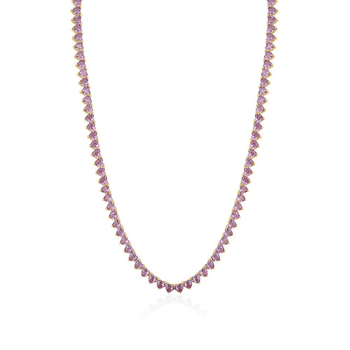 ALL HEARTS TENNIS NECKLACE PINK CRYSTALS Limlim fashion accessories