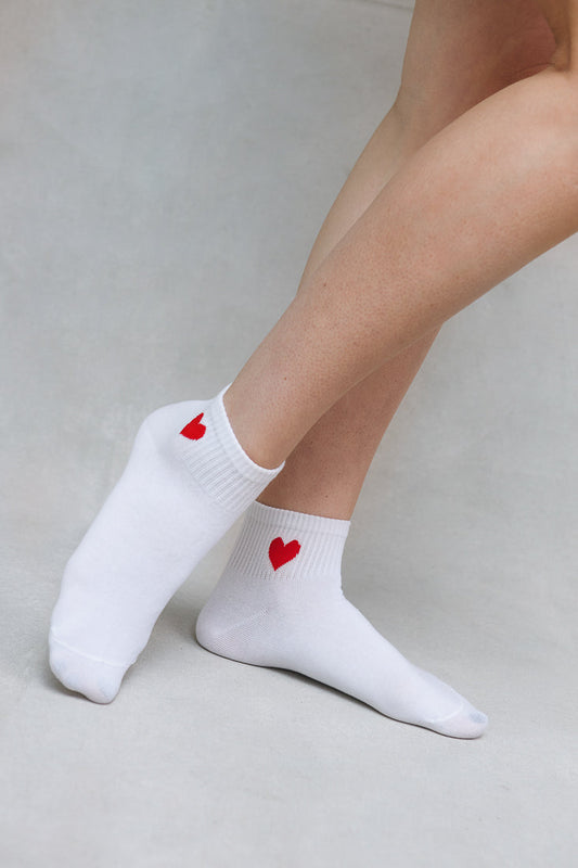 WHITE HEART SHORT SOCKS Limlim fashion accessories