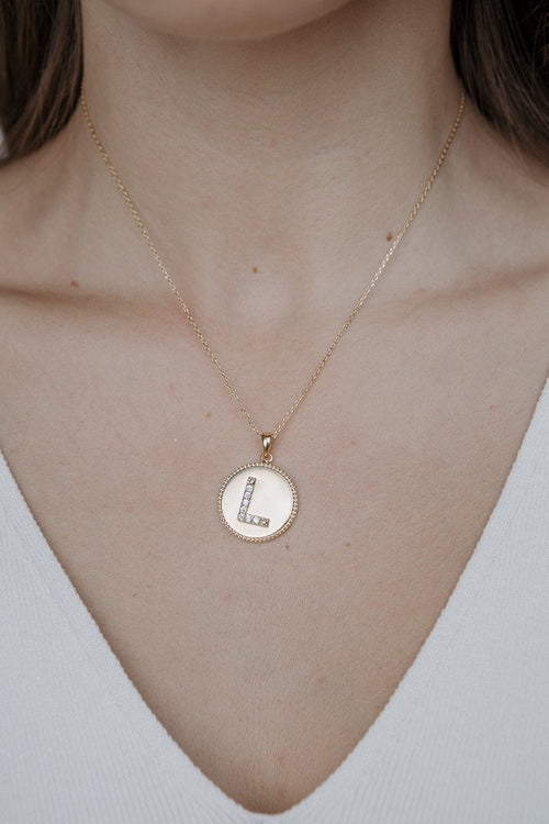 INITIAL MEDALLION WITH CRYSTALS sistrbrand
