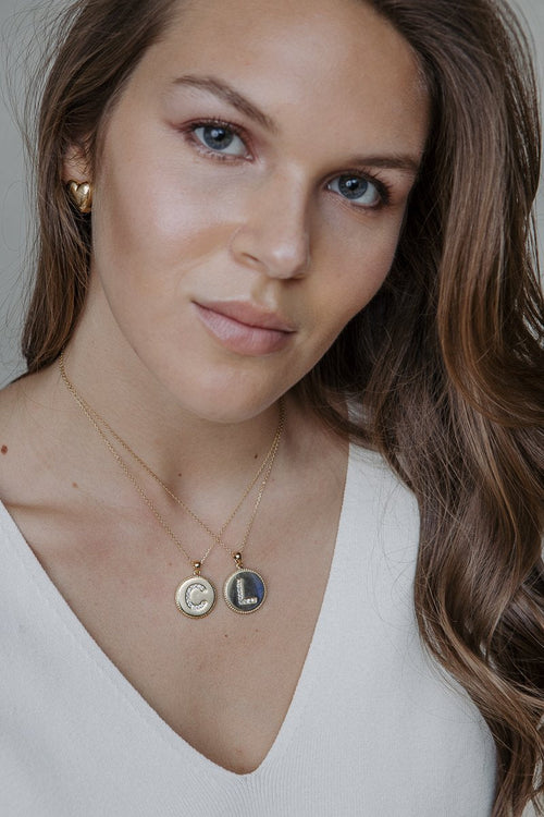 INITIAL MEDALLION WITH CRYSTALS sistrbrand