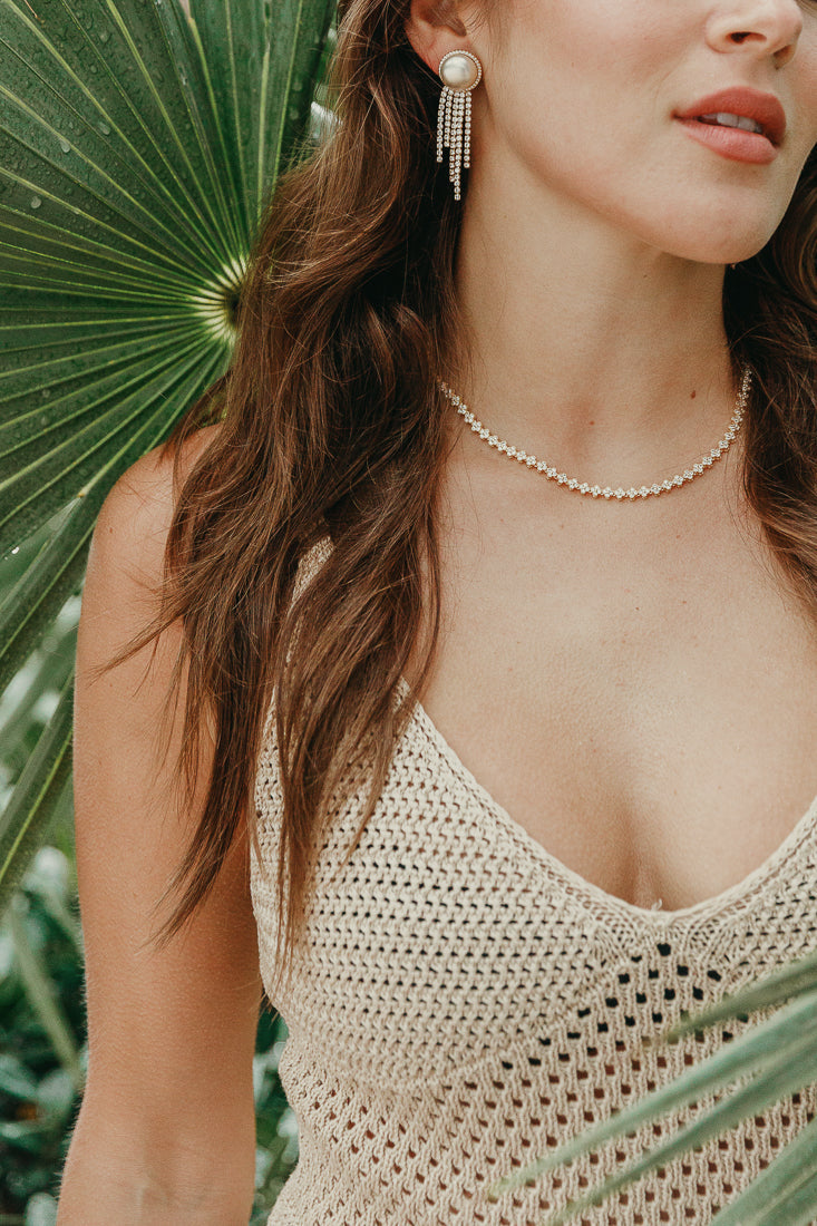 FLOWER TENNIS CZ NECKLACE Limlim fashion accessories