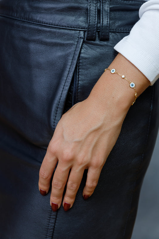 ENAMEL HAND PAINTED EVIL EYE BRACELET