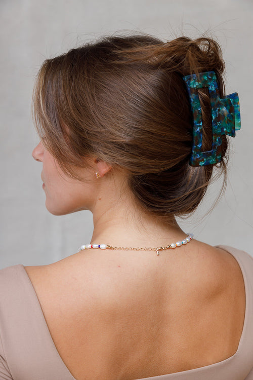 MATTE TORTOISE RECTANGULAR JAW Limlim fashion accessories