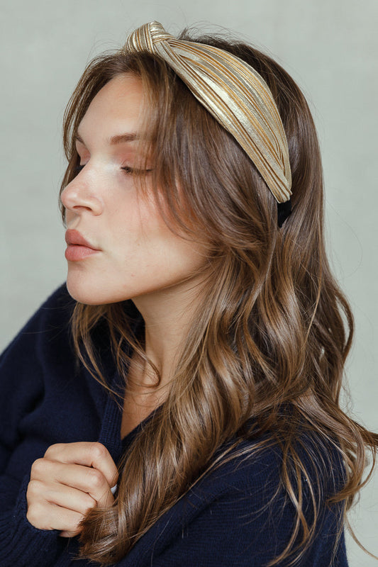 GOLD PLEATED HAIRBAND Limlim fashion accessories