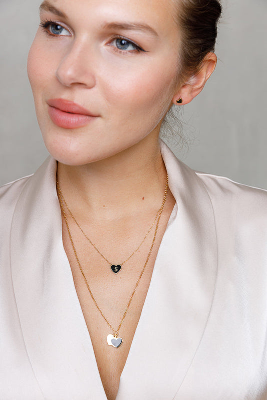 ENAMEL HEART INITIAL NECKLACE Limlim fashion accessories