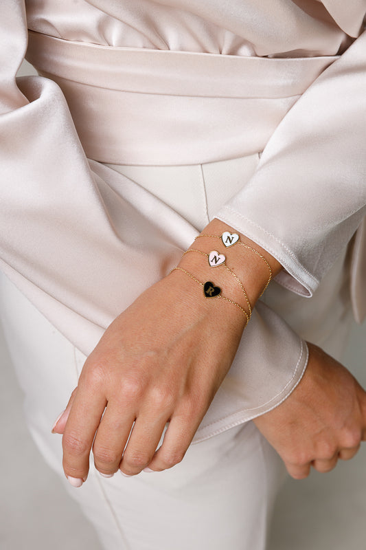 ENAMEL HEART INITIAL BRACELET