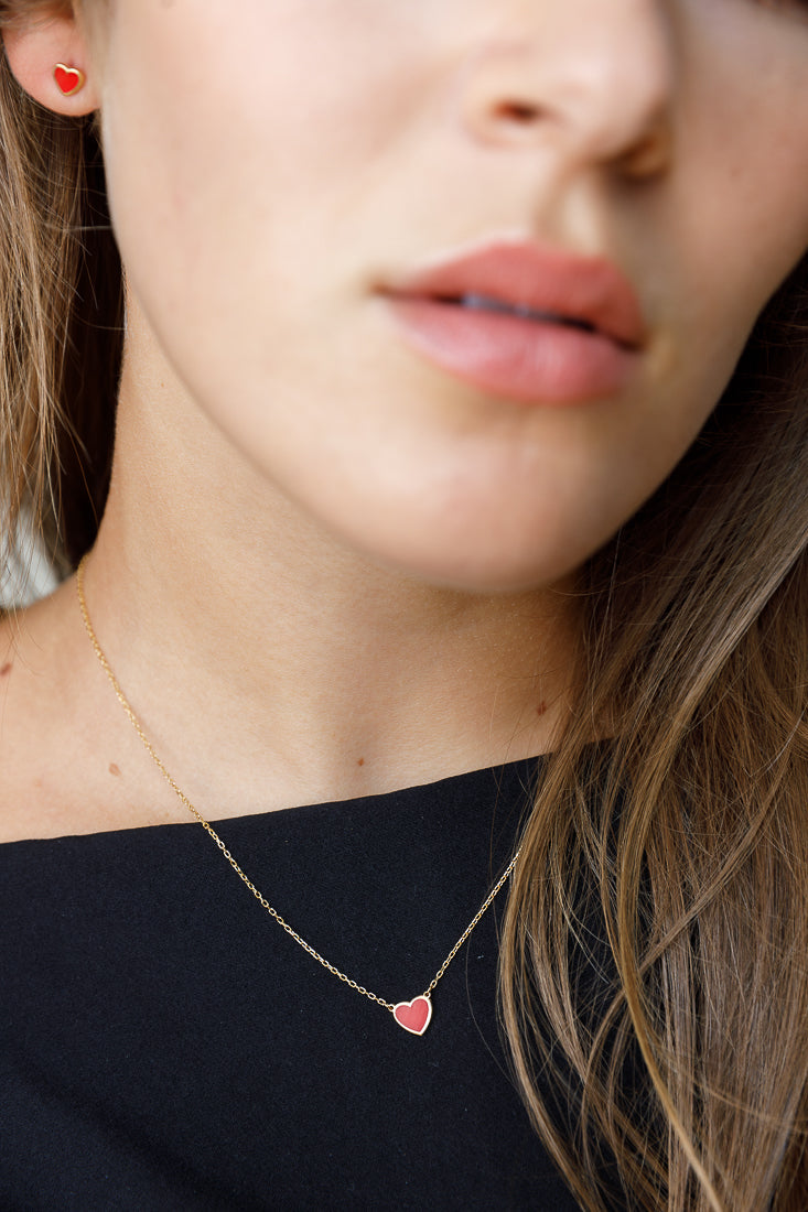SMALL ENAMEL HEART NECKLACE Limlim fashion accessories