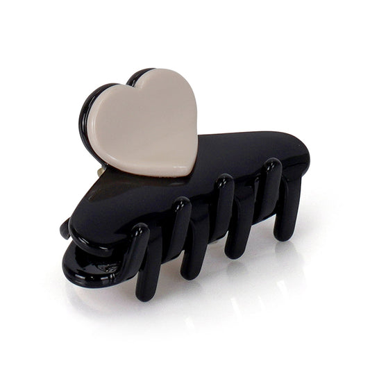 BLACK SHINY HEART CLIP Limlim fashion accessories