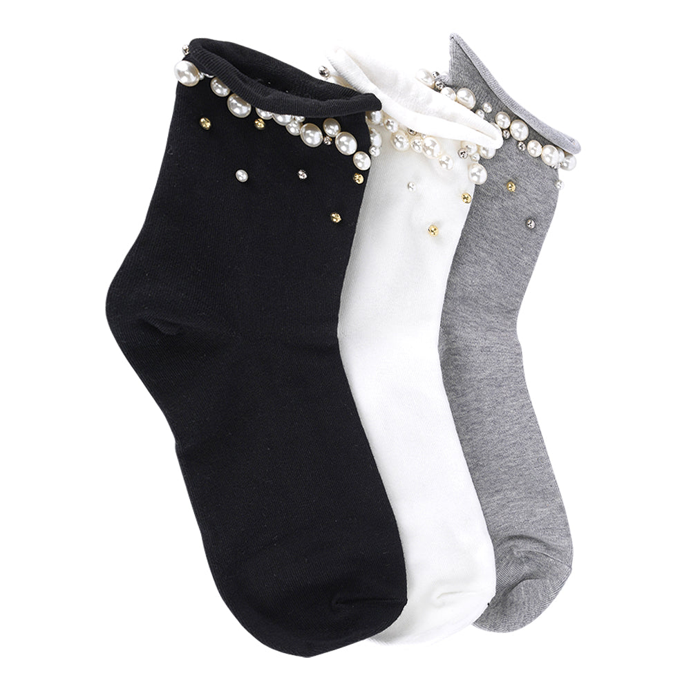 BEADED SHORT SOCKS LIMLIM