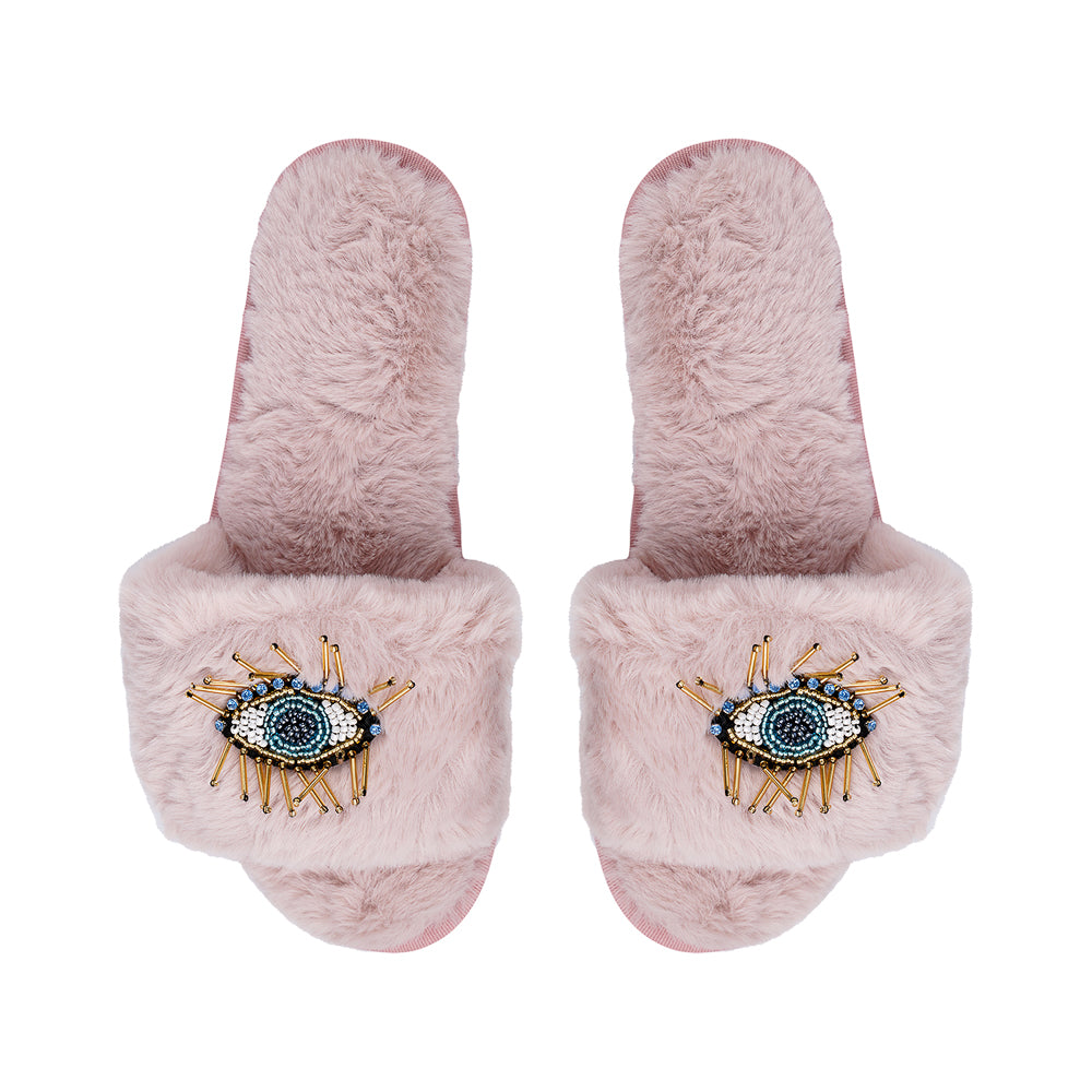 BEADED EVIL EYE SLIPPERS Limlim fashion accessories