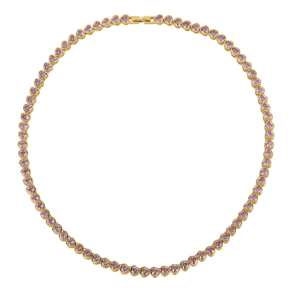 PINK HEART BEZEL NECKLACE Limlim fashion accessories