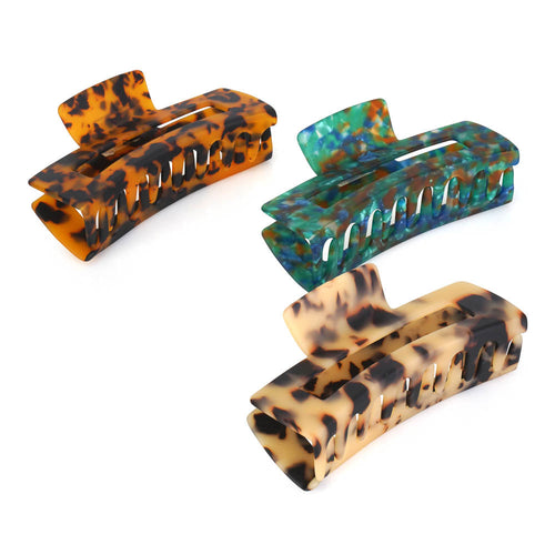 MATTE TORTOISE RECTANGULAR JAW Limlim fashion accessories